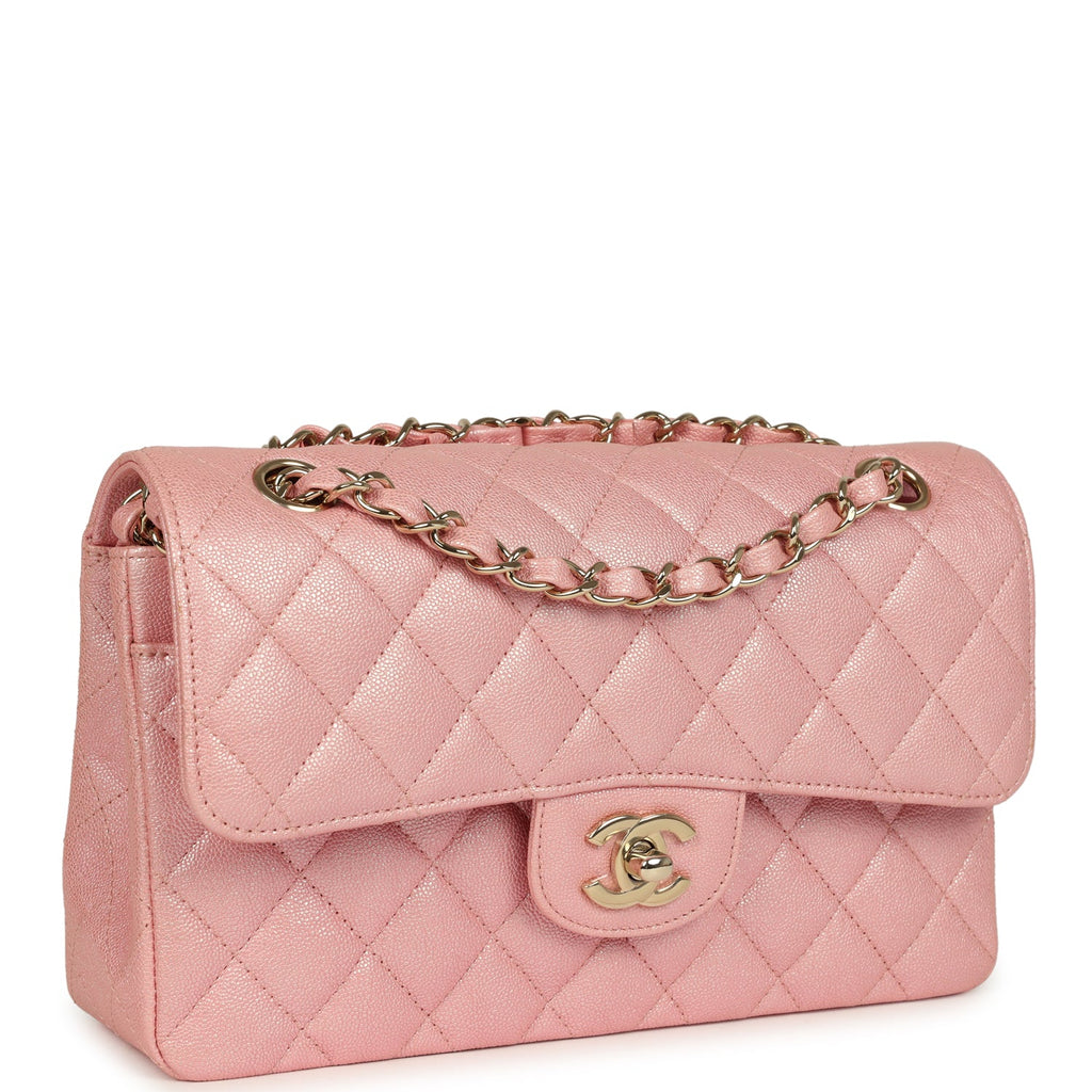 Chanel Small Classic Double Flap Bag Pink Iridescent Caviar Light Gold Hardware - Image 3