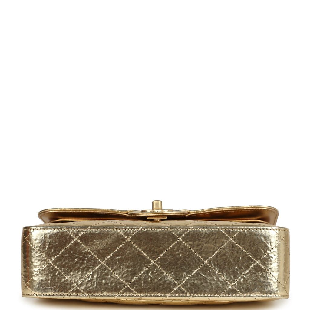 Chanel Small Classic Double Flap Gold Hammered Metallic Calfskin Brushed Gold Hardware - Image 7