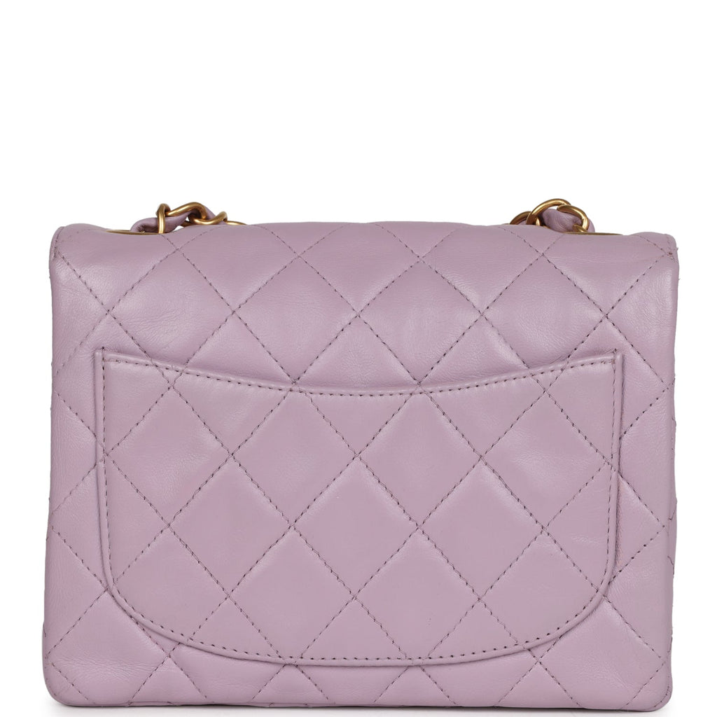 Vintage Chanel Mini Square Flap Bag Light Purple Lambskin Matte Gold Hardware - Image 5