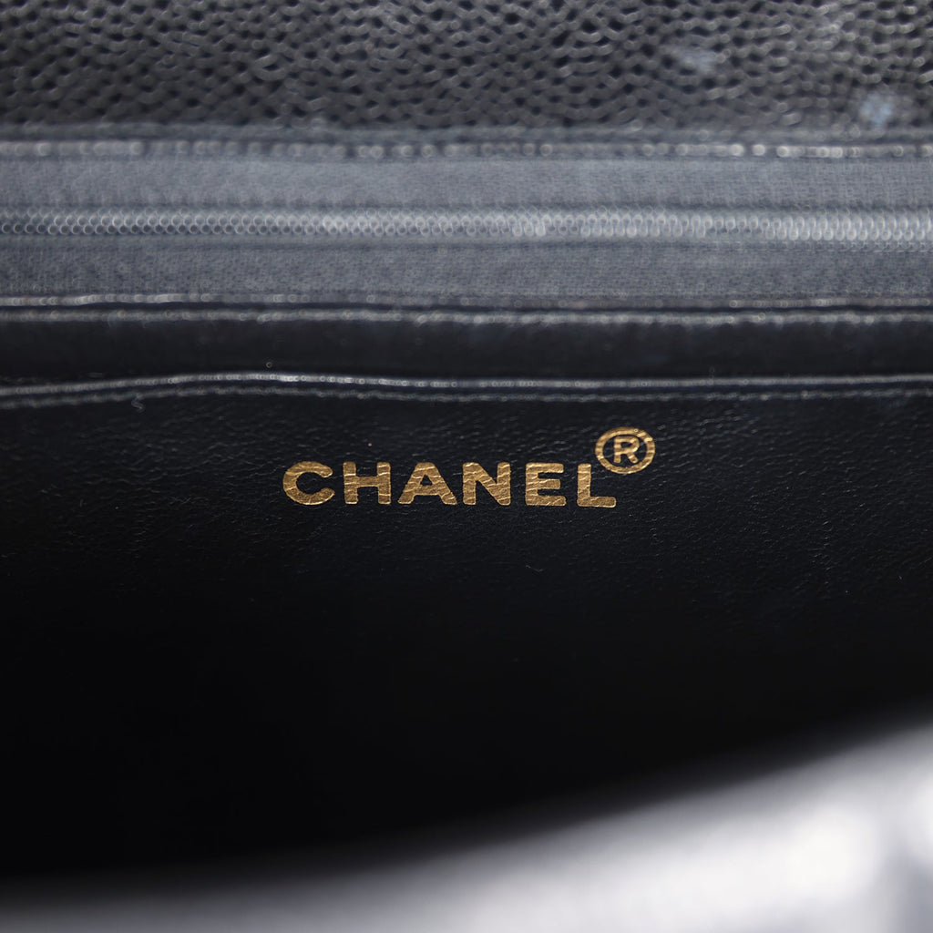 Vintage Chanel XL Jumbo Classic Mademoiselle Vertical Flap Black Caviar Gold Hardware - Image 10
