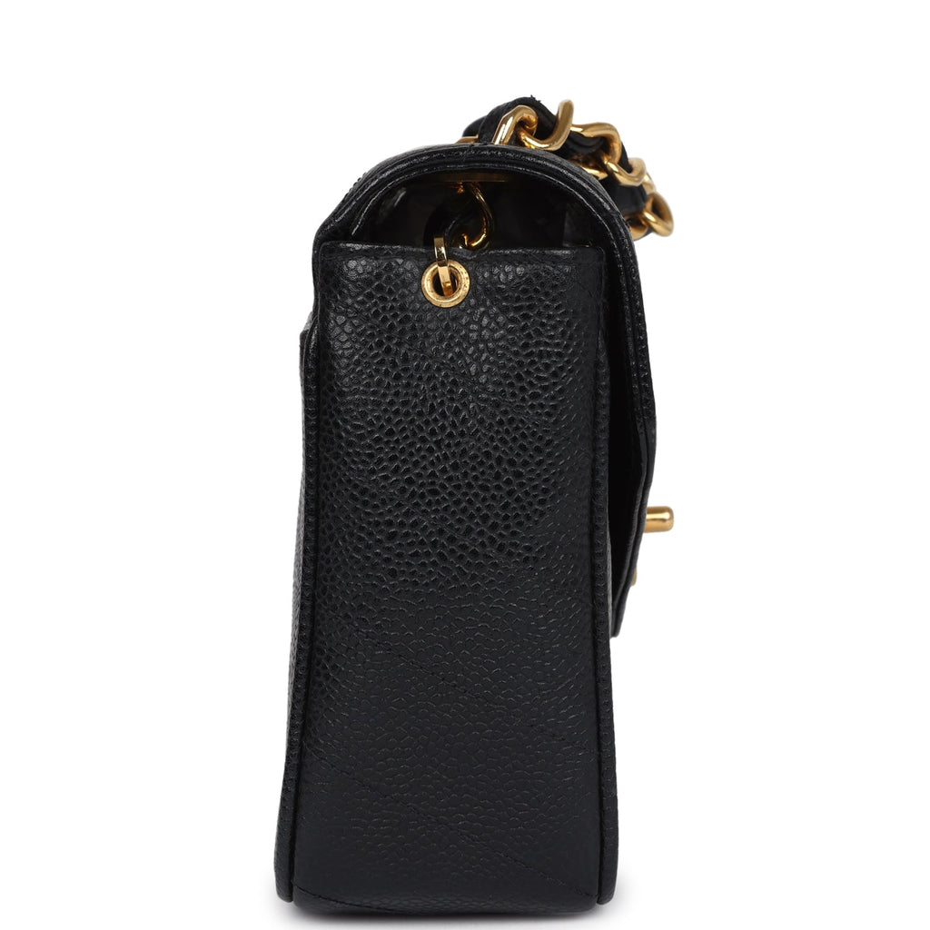 Vintage Chanel Square Chevron Envelope Flap Bag Black Caviar Gold Hardware - Image 4