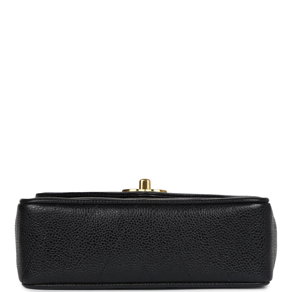 Vintage Chanel Square Chevron Envelope Flap Bag Black Caviar Gold Hardware - Image 7