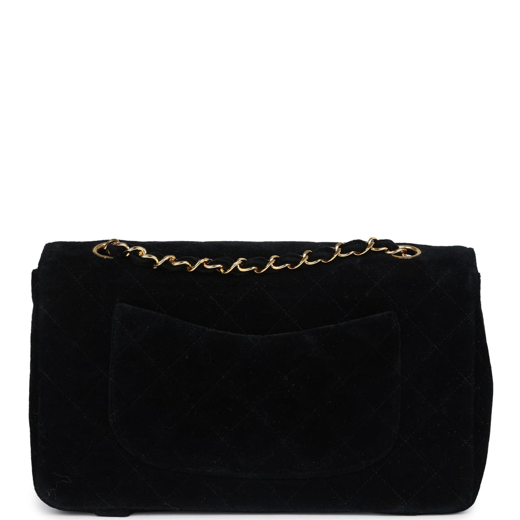 Vintage Chanel Medium Single Flap Bag with Magazine Holder Black Velvet Gold Hardware - Image 5