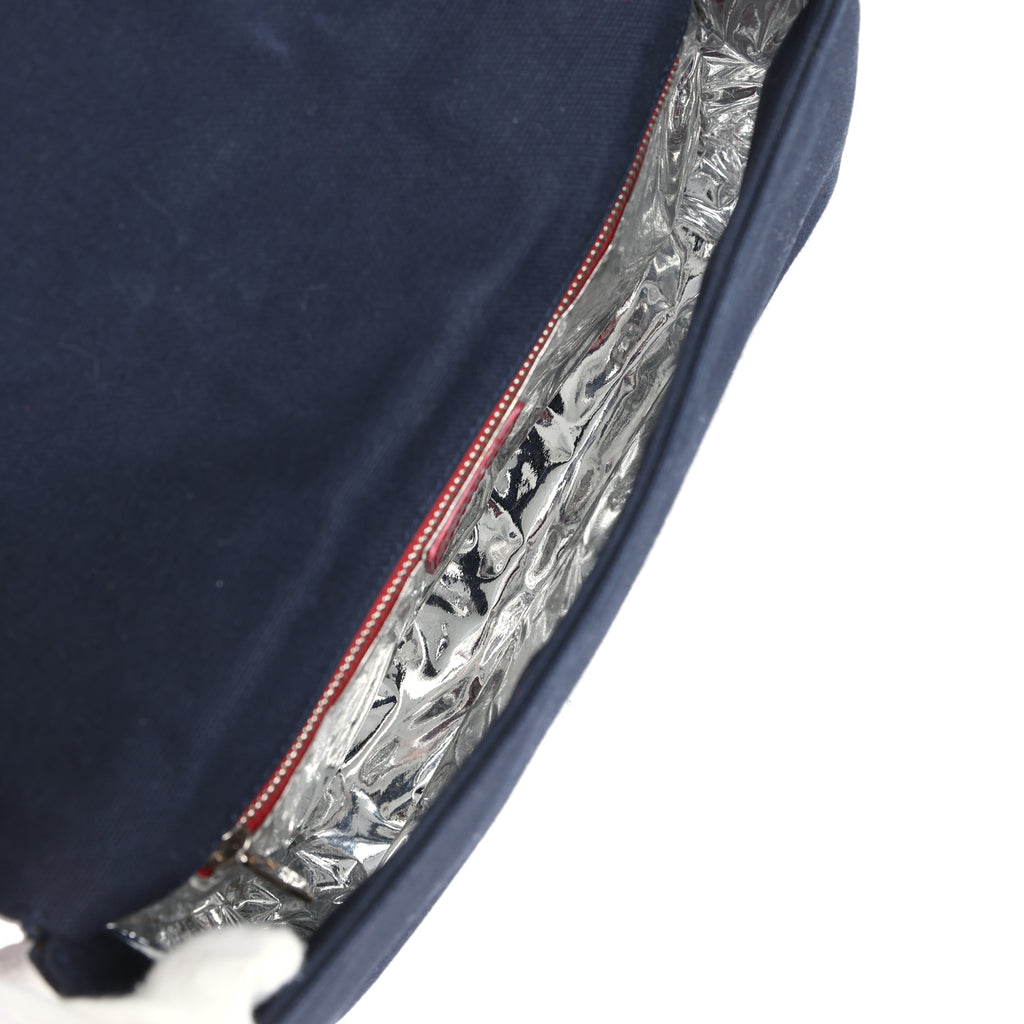 Vintage Chanel N0.5 Chain Shoulder Bag Navy, Silver, Red Canvas Silver Hardware - Image 8