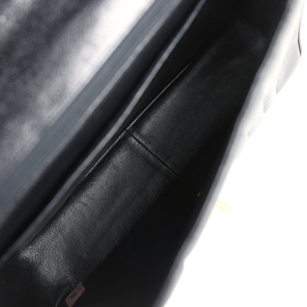 Vintage Chanel Jumbo Classic Mademoiselle Vertical Flap Black Caviar Gold Hardware - Image 9