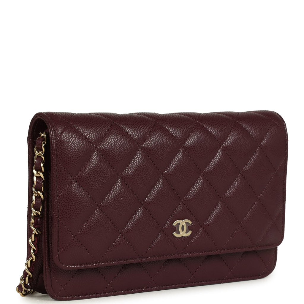 Chanel Wallet On Chain WOC Dark Burgundy Shiny Caviar Light Gold Hardware - Image 3