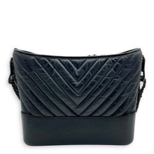 Gabrielle Large Black Shoulder Bag in Calfskin, So Black hardware
