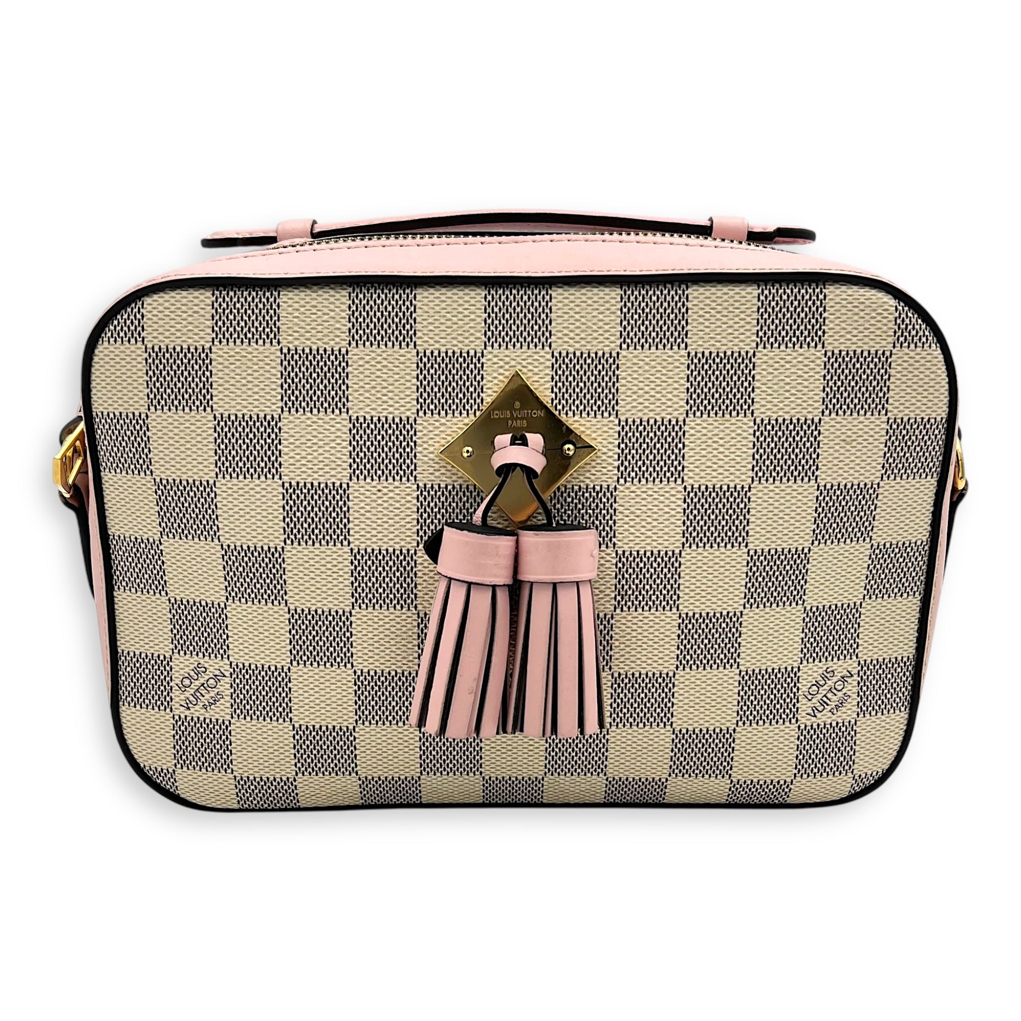 Saintonge Crossbody Bag Azur in Coated Canvas, Gold hardware