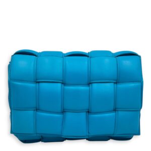 Padded Cassette Shoulder Bag Blue in Lambskin, Gold hardware