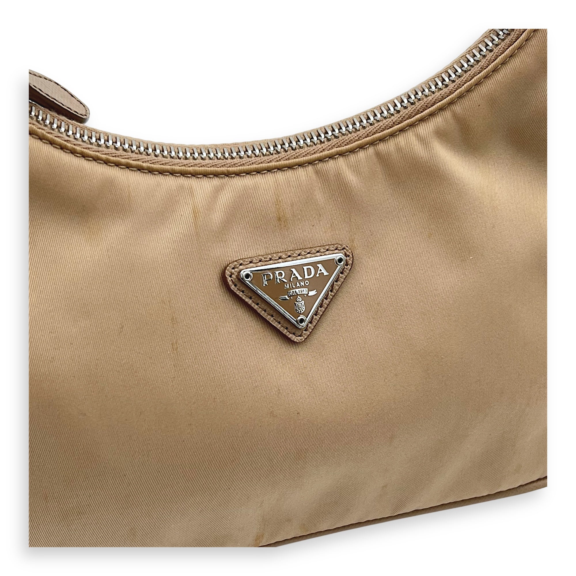 Re-Edition 2005 Shoulder Bag Beige in Re-Nylon, Silver hardware - Image 11