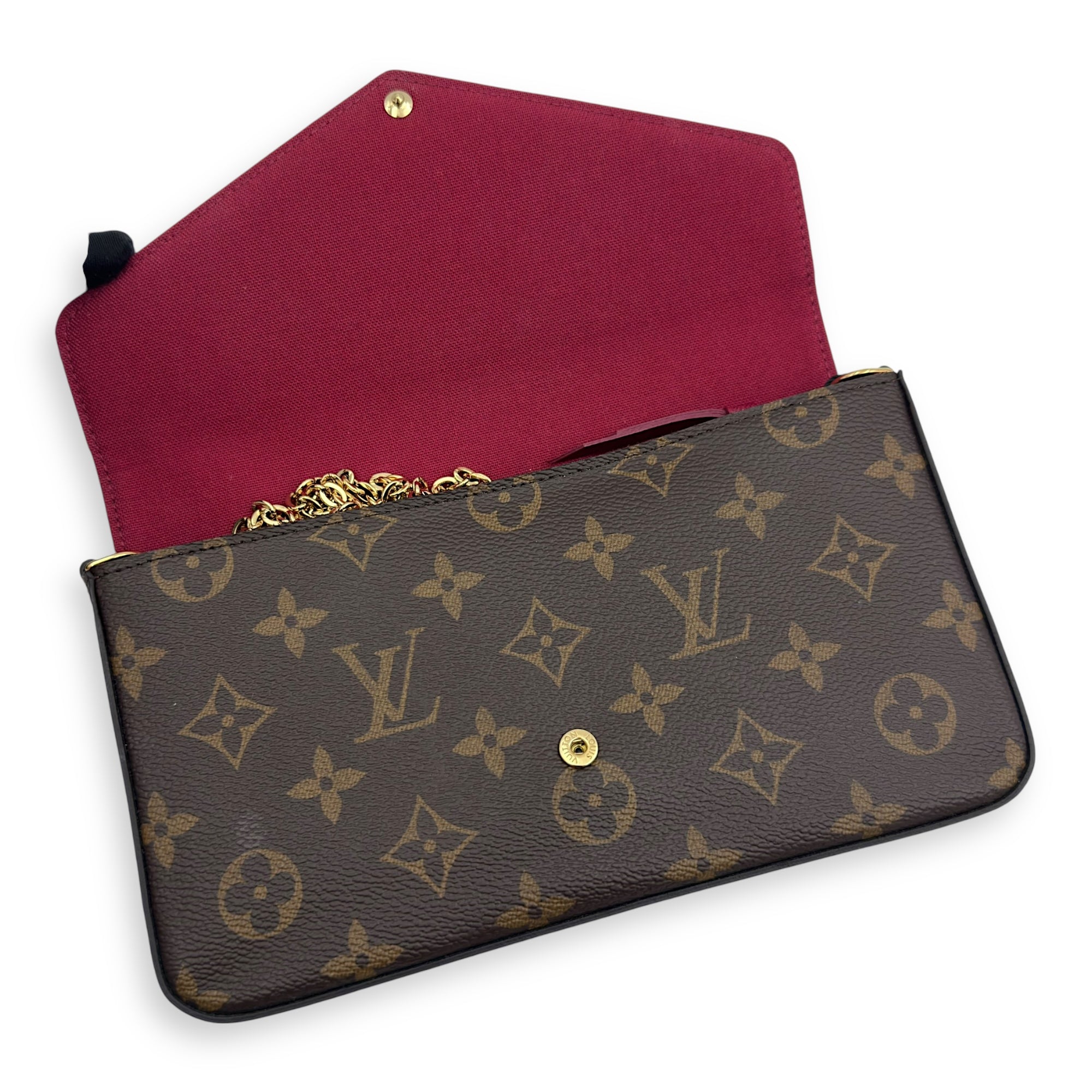 Felicie Wallet On Chain Brown in Monogram Coated Canvas, Gold hardware - Image 9