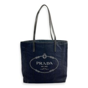 Denim Tote Bag Blue in Denim, Silver hardware