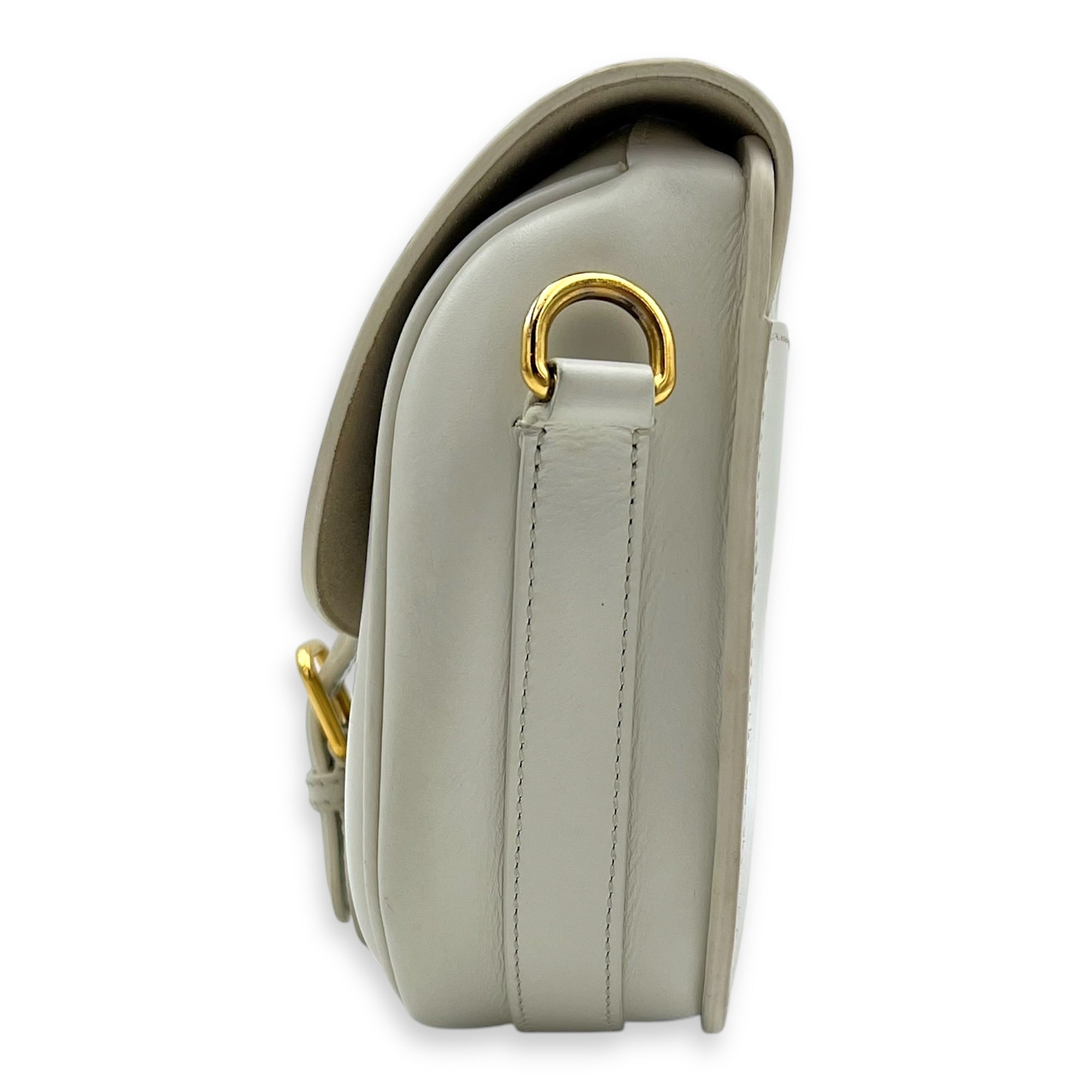 Bobby Medium White Crossbody Bag in Calfskin, Gold hardware - Image 5