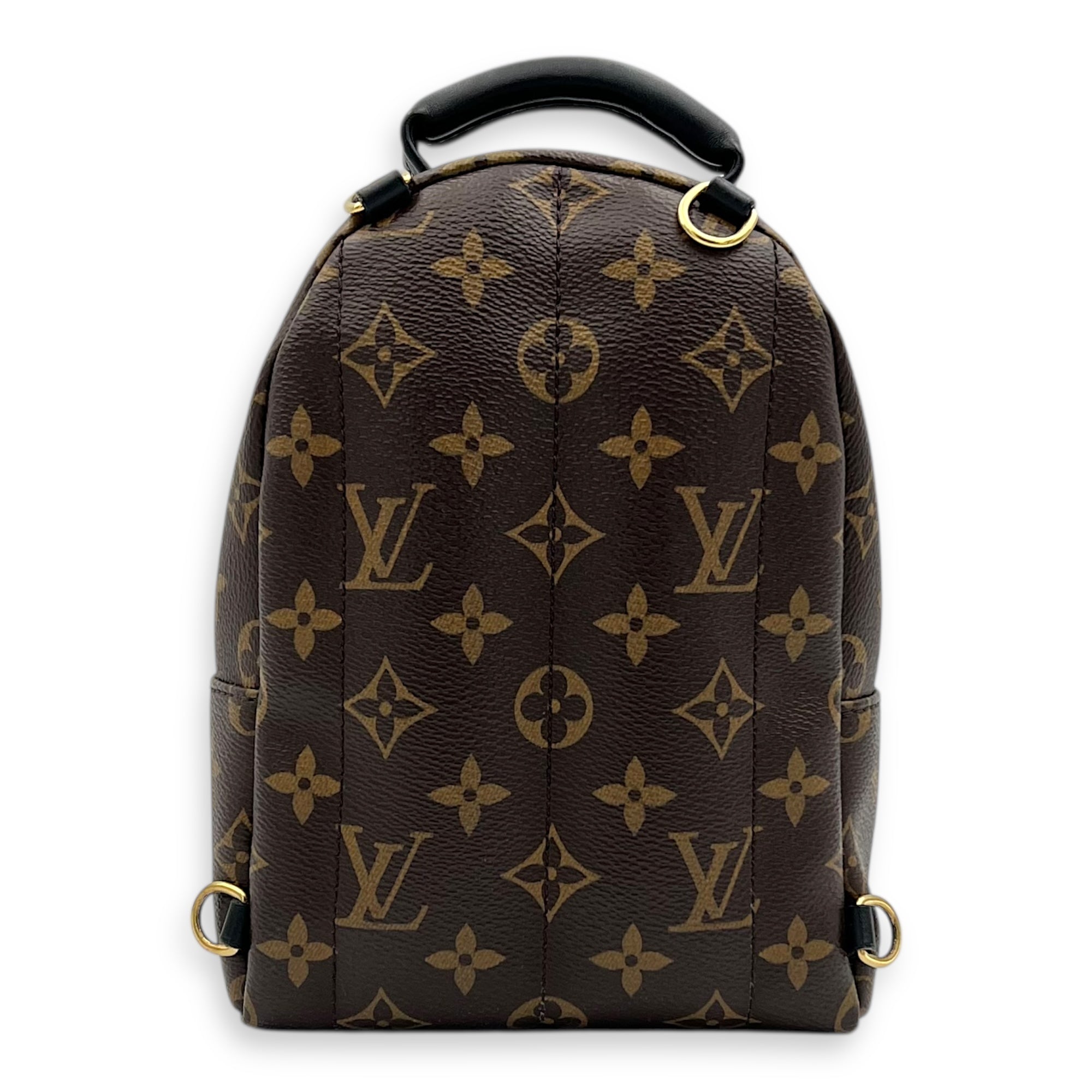Palm Springs Mini Brown Backpack in Monogram Coated Canvas, Gold hardware - Image 3