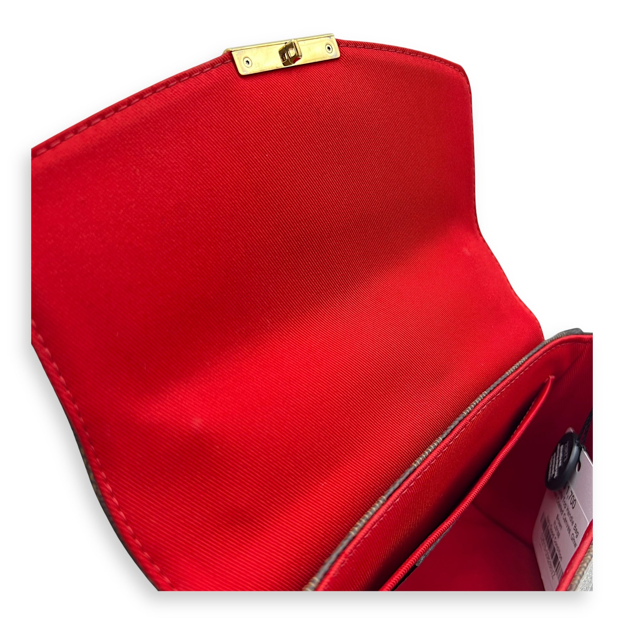 Croisette Top Handle Bag Brown in Coated Canvas, Gold hardware - Image 12