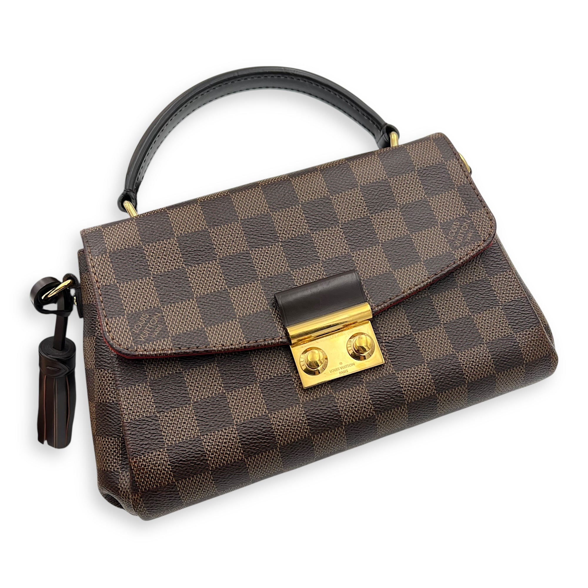 Croisette Top Handle Bag Brown in Coated Canvas, Gold hardware - Image 9