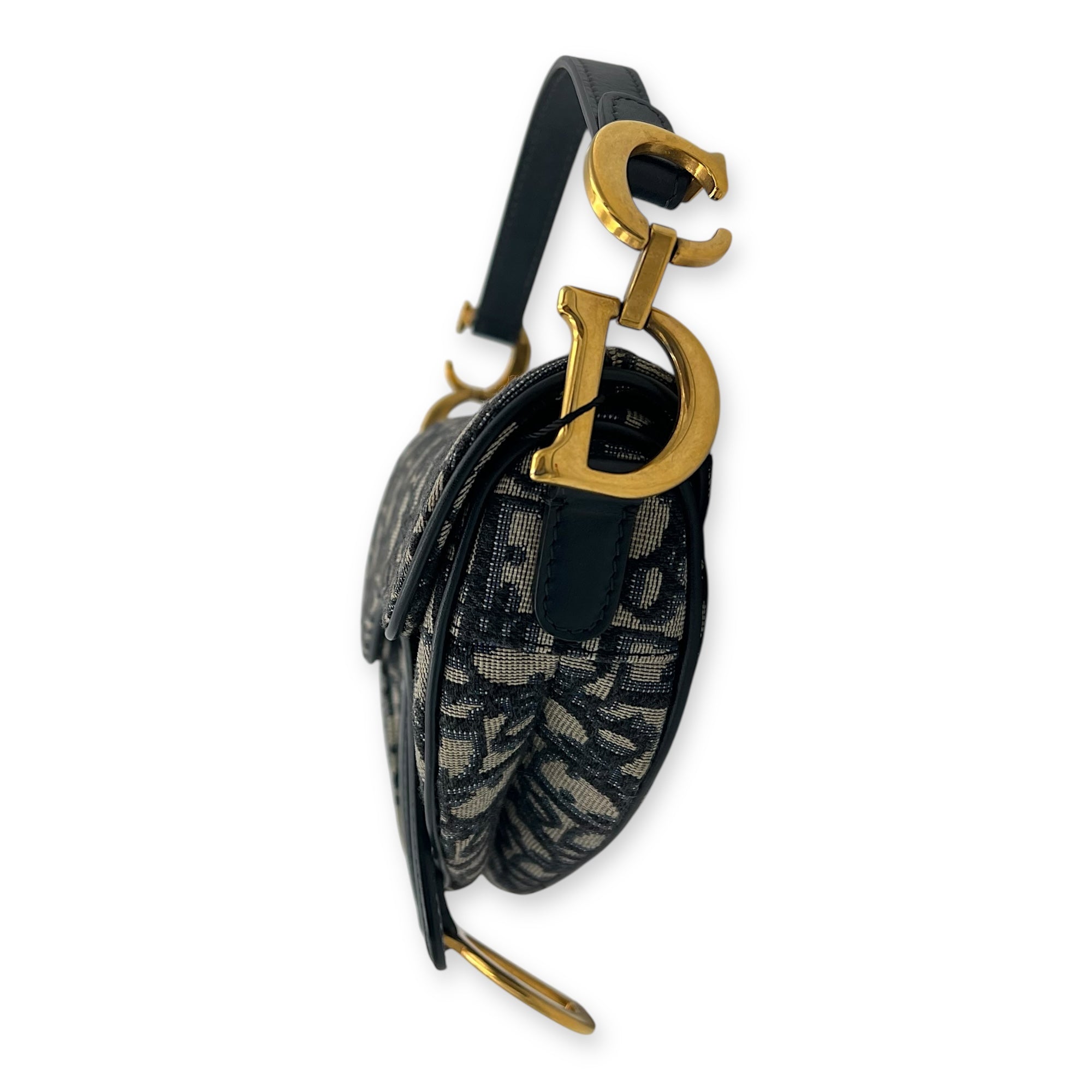 Saddle Top Handle Bag Mini Blue in Jacquard, Gold hardware - Image 5