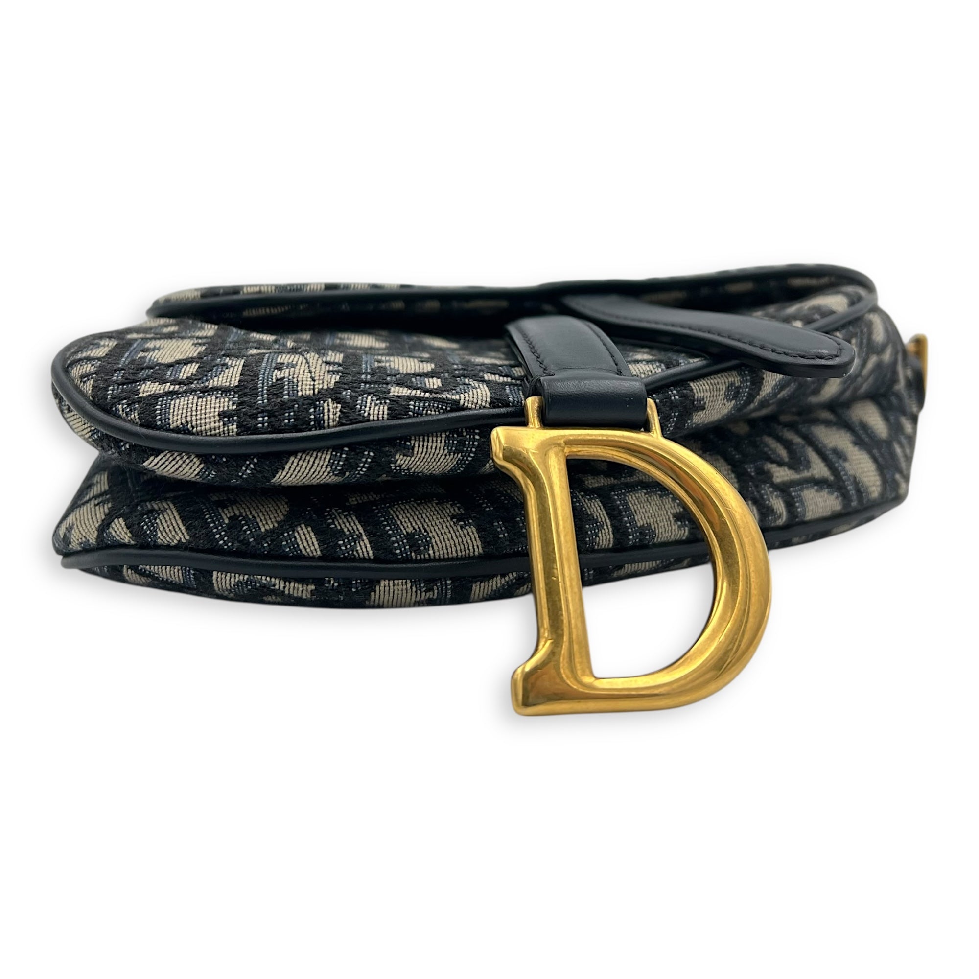 Saddle Top Handle Bag Mini Blue in Jacquard, Gold hardware - Image 6