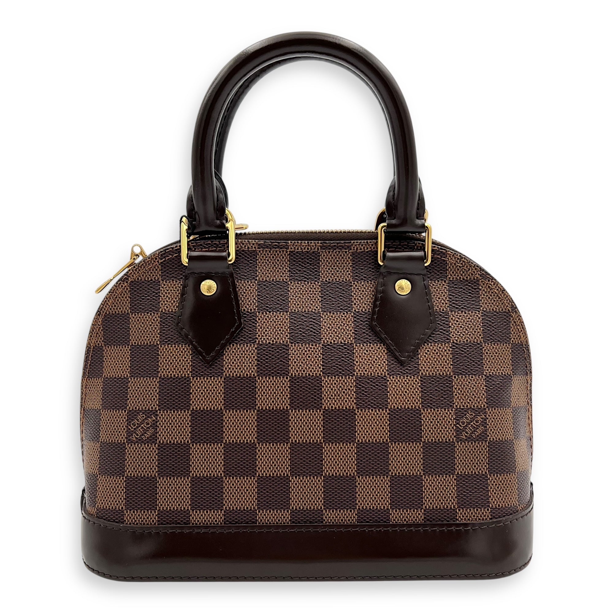 Alma Top Handle Bag BB Brown in Coated Canvas, Gold hardware - Image 3