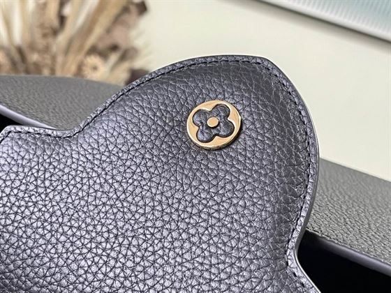 Capucines MM handbag Black Taurillon leather Gray Etain Metallic - LB035 - Image 10