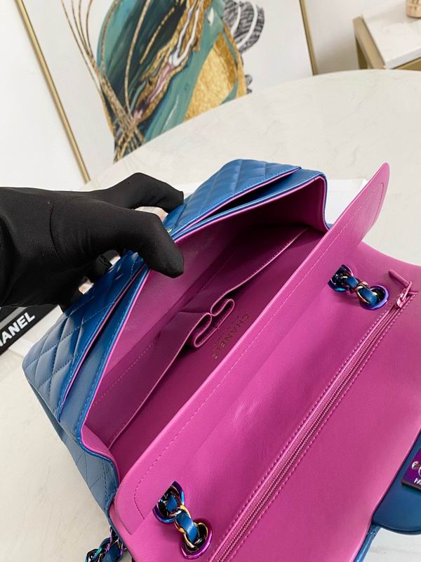 Chanel Classic Medium Blue Lambskin Rainbow Hardware - Image 11