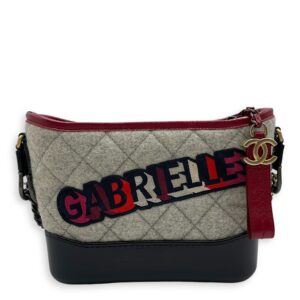 Gabrielle Hobo Small Grey,red, pink, black Shoulder Bag in Calfskin, 3-Tone hardware