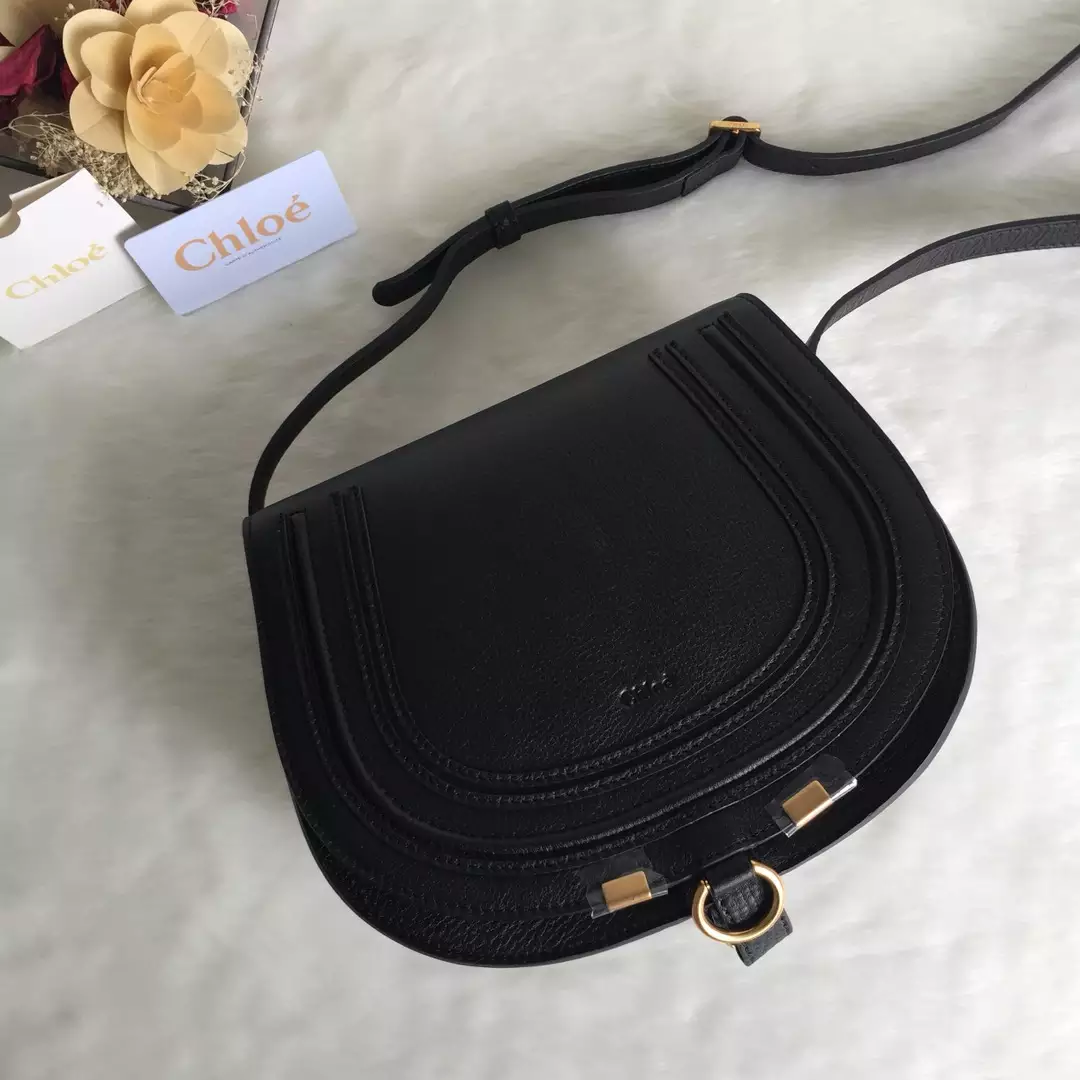 Chloé Marcie Black Medium Saddle Bag - Repbags.ru - Image 3
