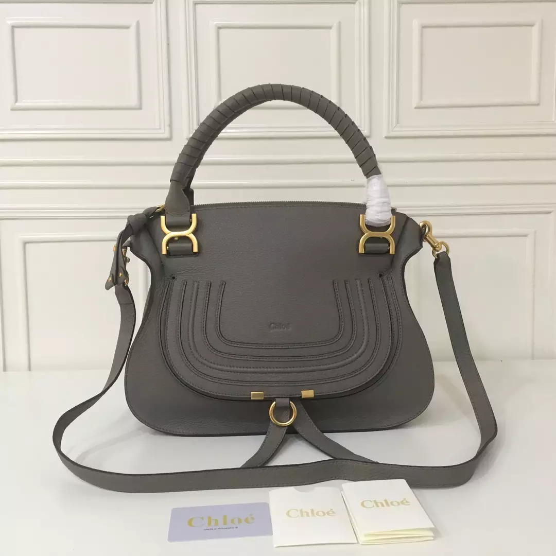 Chloé Marcie Elephant Grey Double Carry Bag - Repbags.ru - Image 3