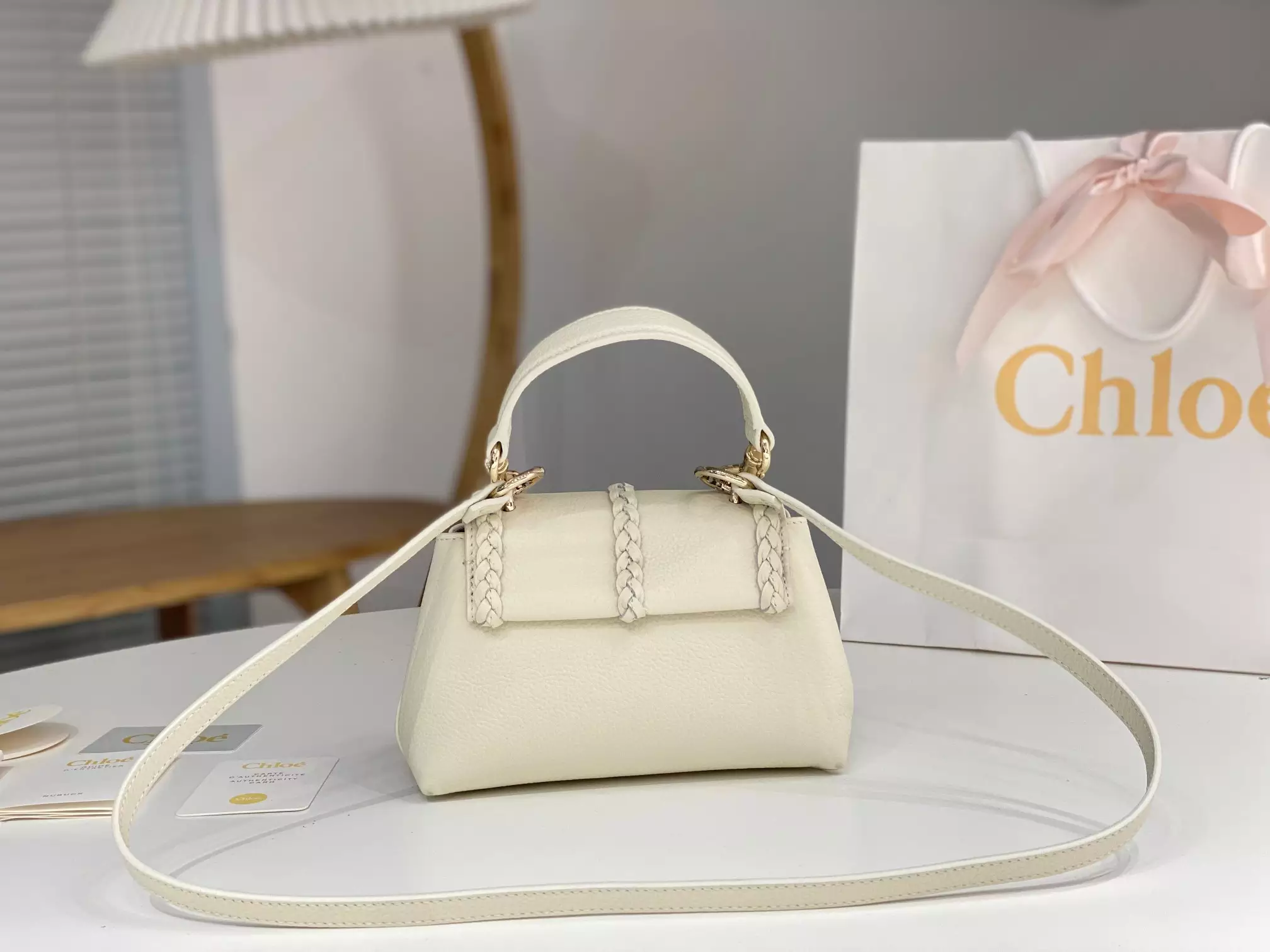 Chloé Penelope Mini Soft Misty Ivory Leather - Repbags.ru - Image 10