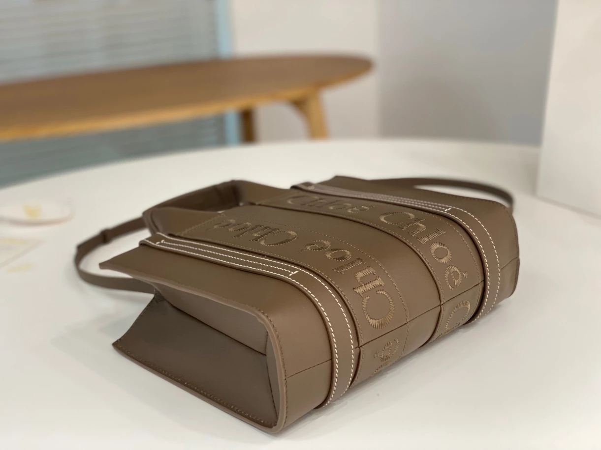 Chloé Small Woody Tote Bag Smooth Calfskin With Chloé Logo - MB015 - Image 8