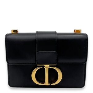 30 Montaigne Micro Black Crossbody Bag in Calfskin, Gold hardware