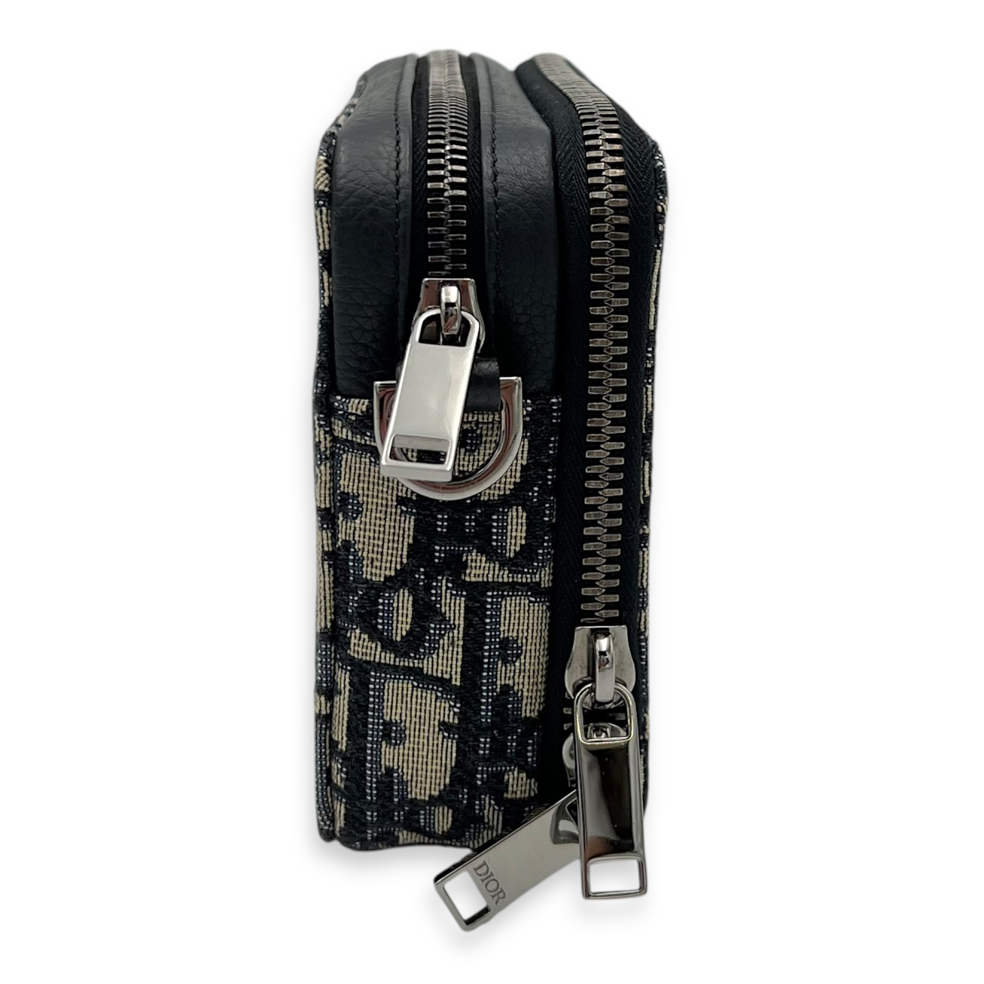 Zipped Pouch Crossbody Bag Blue in Canvas, Silver hardware - Image 5