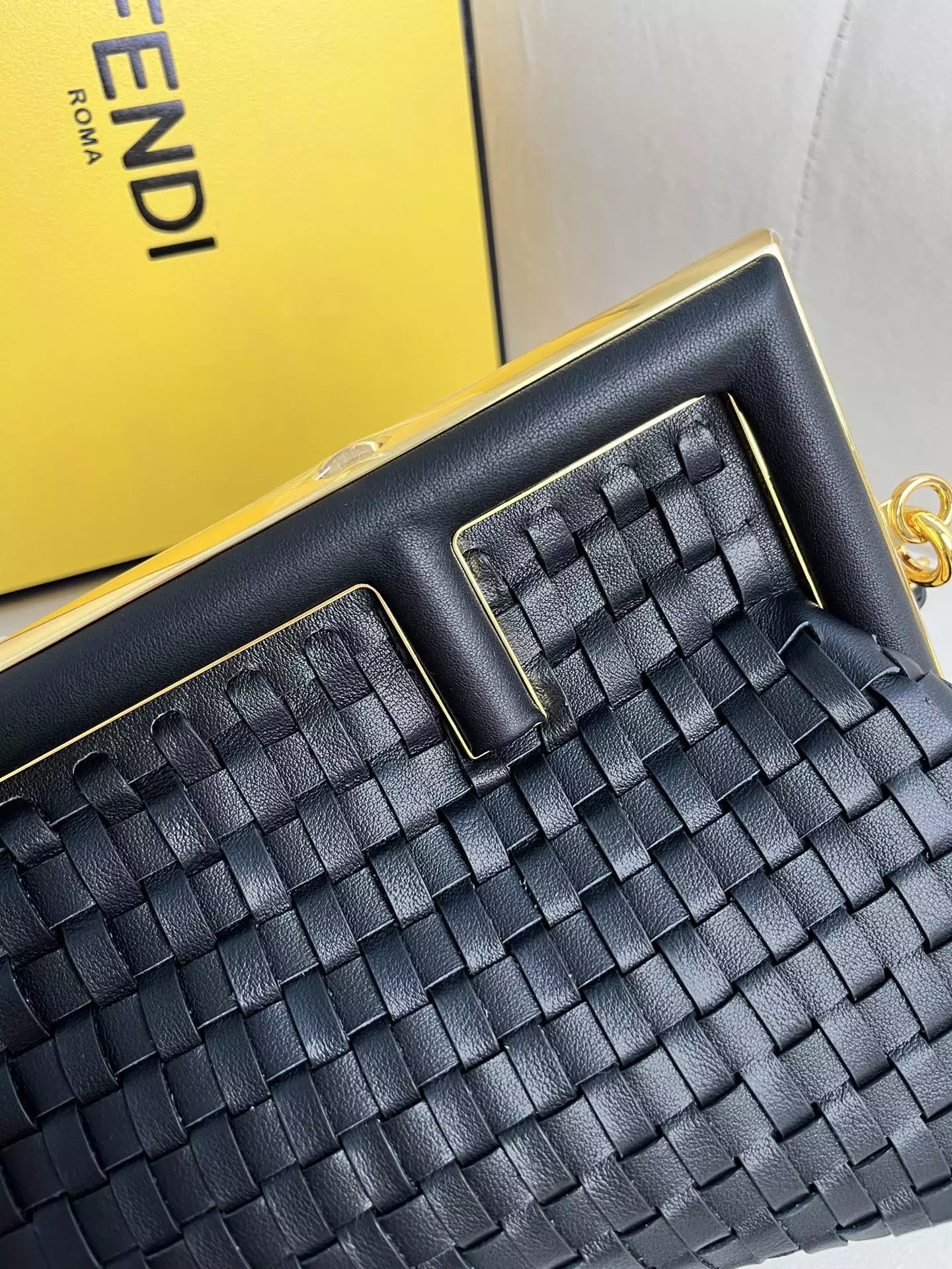 Fendi First Small Black Interlaced Leather Bag - Repbags.ru - Image 4