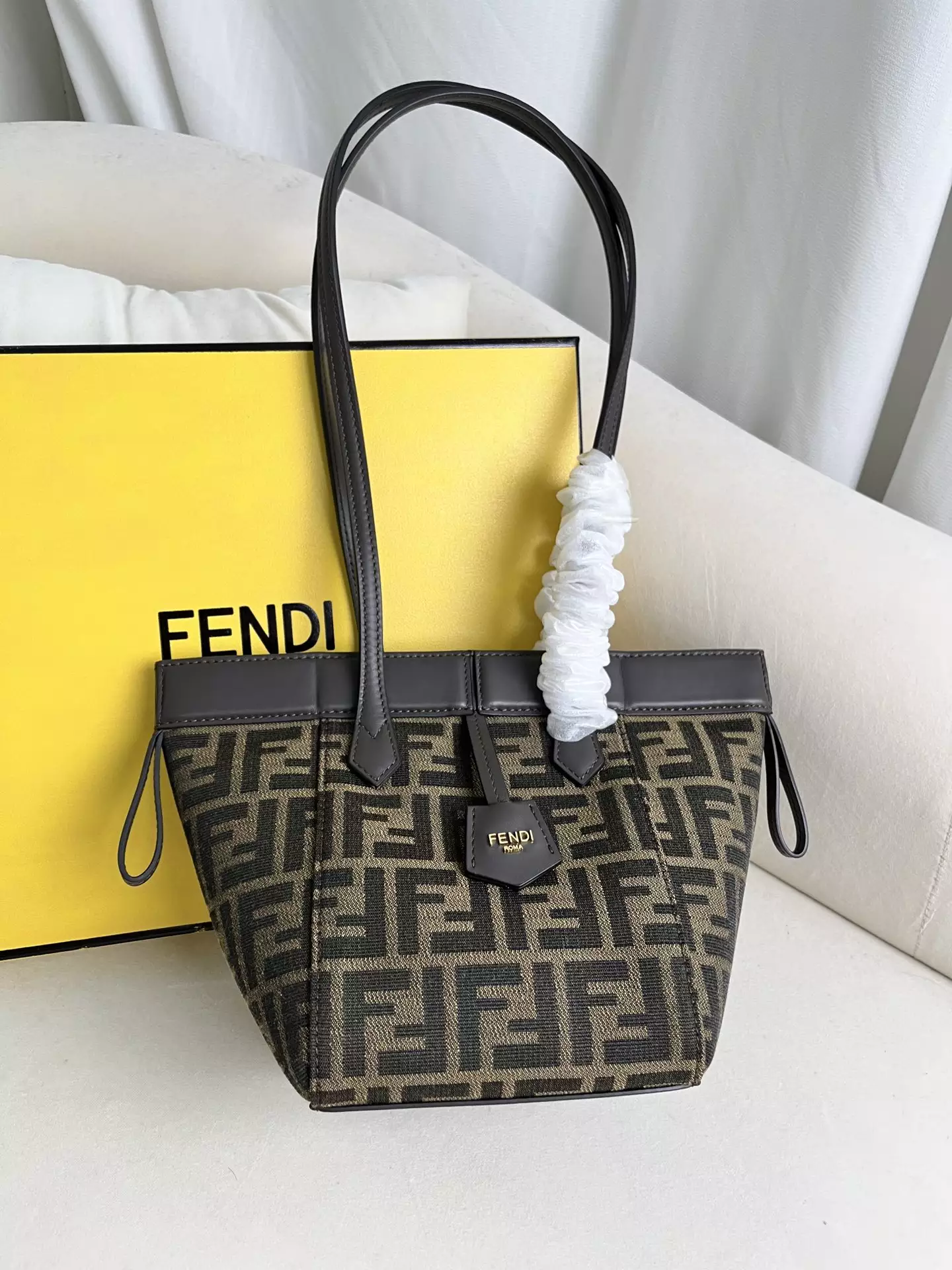 Fendi Origami Mini Brown FF Jacquard Fabric Bag - Repbags.ru - Image 11