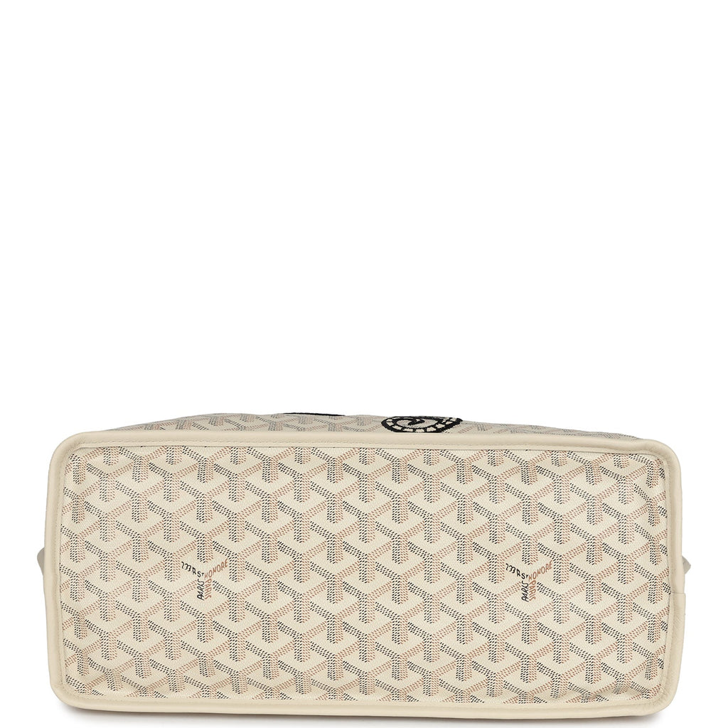 Goyard Goyardine Sand Anjou PM Embroidered Seahorse Bag Palladium Hardware - Image 8