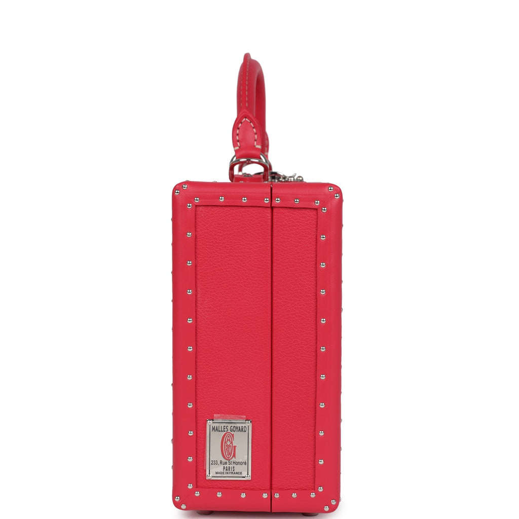 Goyard Goyardine Canvas Fuchsia Grand Hotel Marquetry Trunk PM Bag Palladium Hardware - Image 4