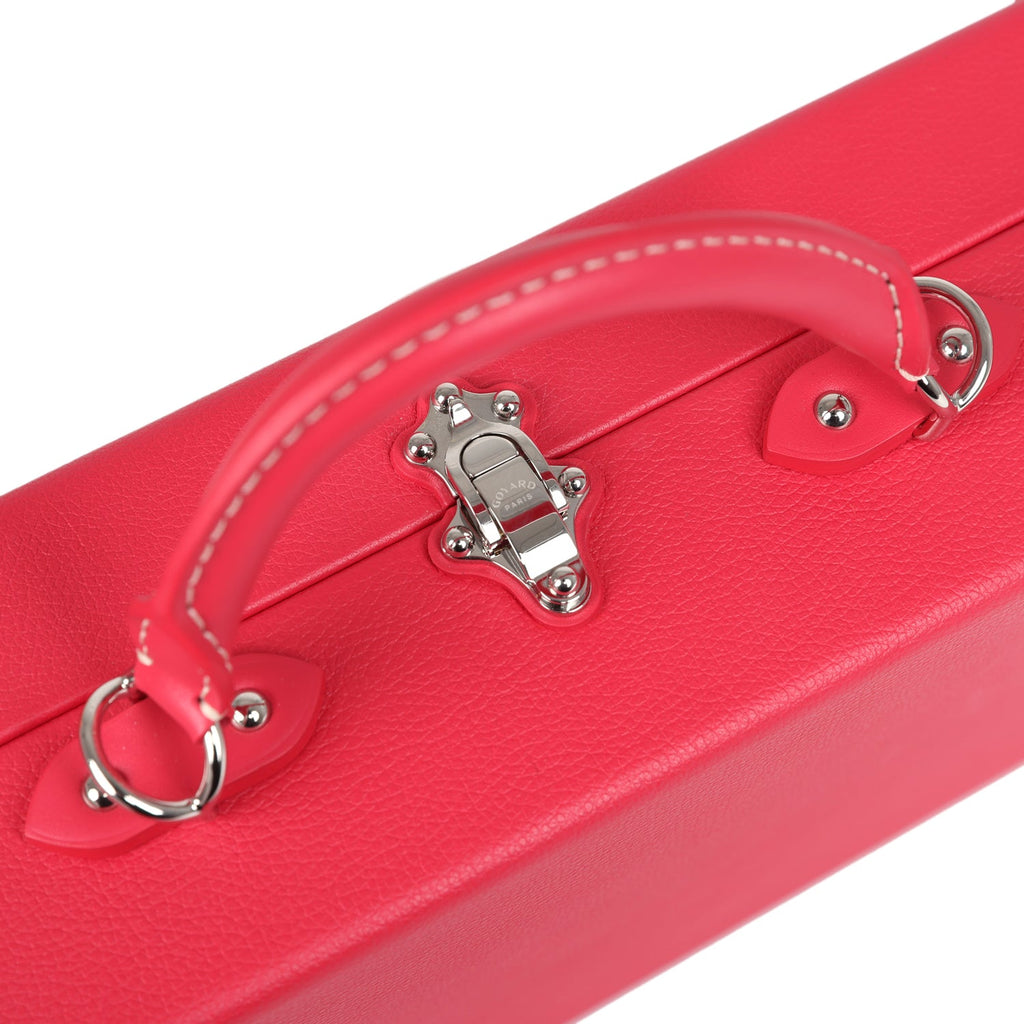 Goyard Goyardine Canvas Fuchsia Grand Hotel Marquetry Trunk PM Bag Palladium Hardware - Image 9