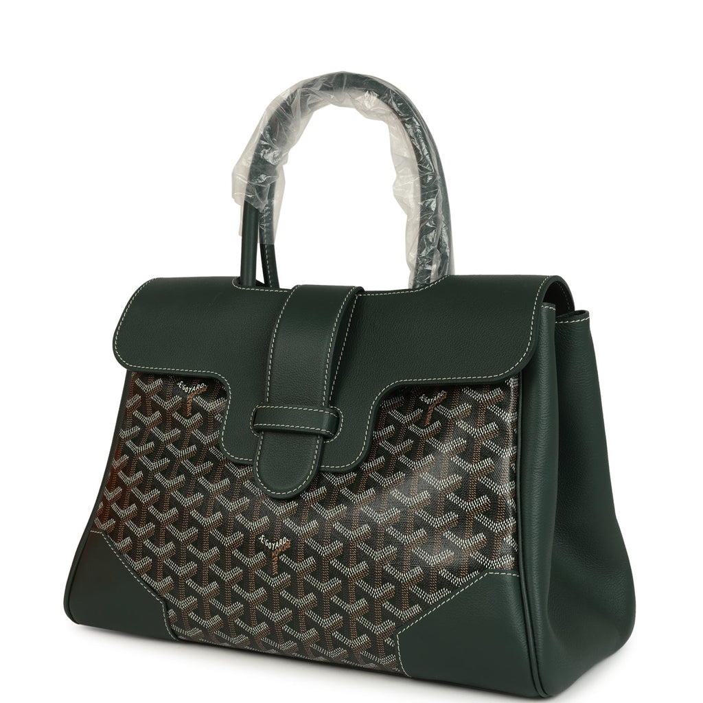 Goyard Saigon Tote Dark Green Goyardine Canvas Palladium Hardware - Image 6