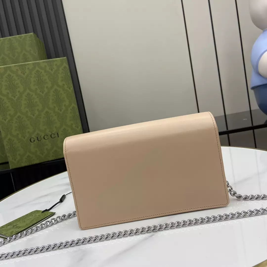 GG Marmont Chain Wallet in Light Beige Leather - Repbags.ru - Image 5