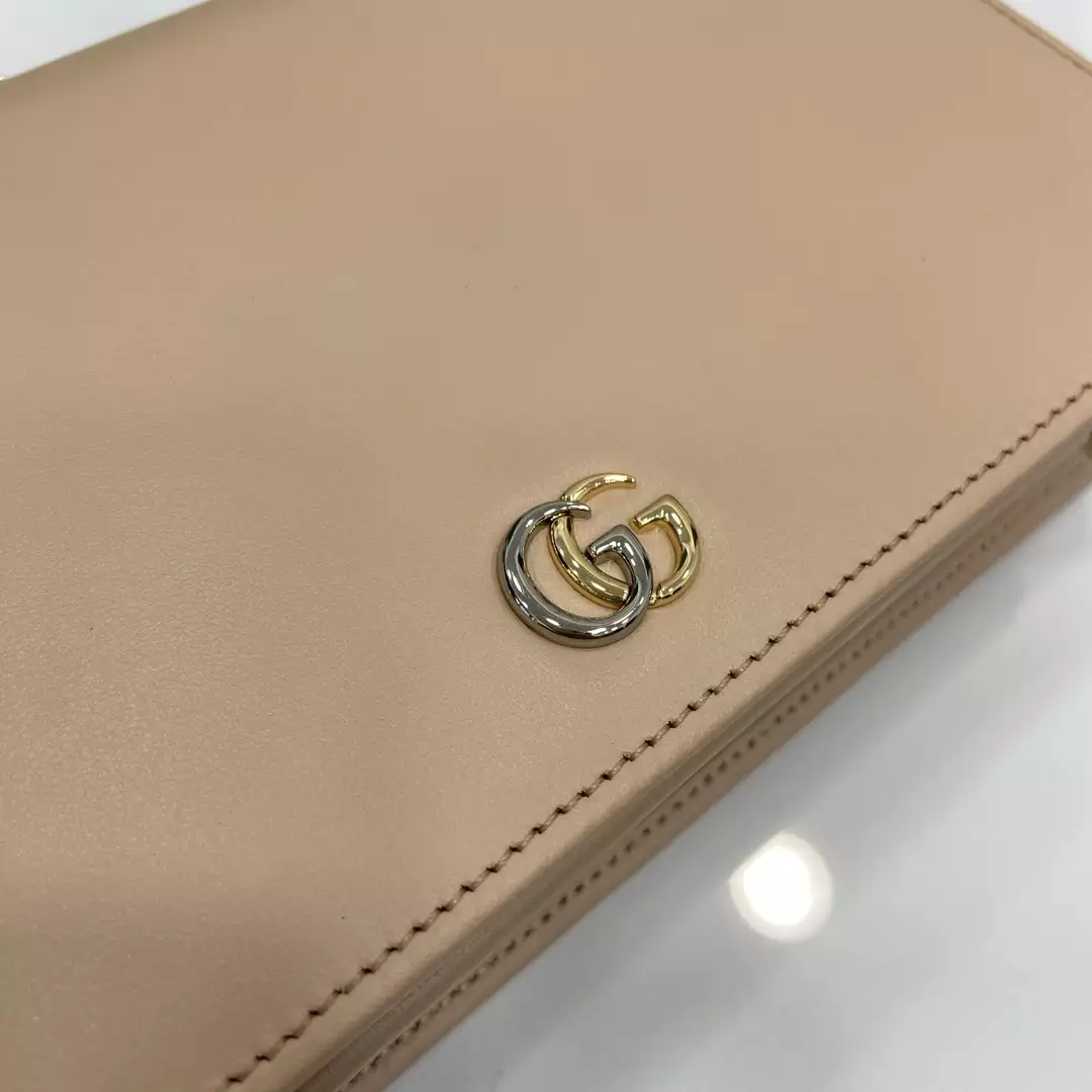 GG Marmont Chain Wallet in Light Beige Leather - Repbags.ru - Image 7