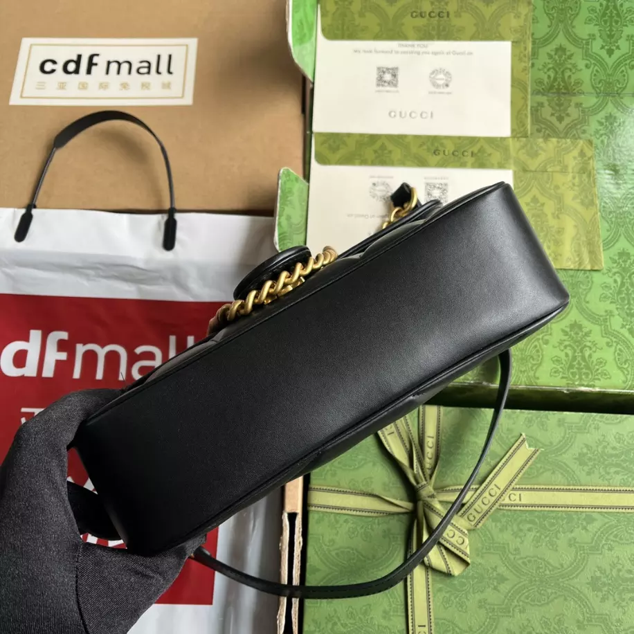 GG Marmont Small Shoulder Bag In Black Leather - Image 6