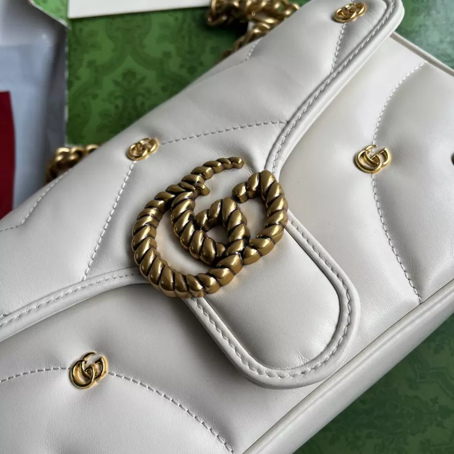 GG Marmont Small Shoulder Bag In White Leather - Image 6