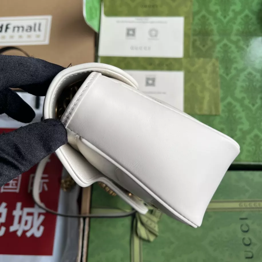 GG Marmont Small Shoulder Bag In White Leather - Image 10