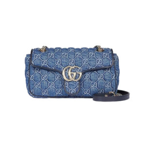 GG Marmont Small Shoulder Bag in Blue GG Denim - Repbags.ru