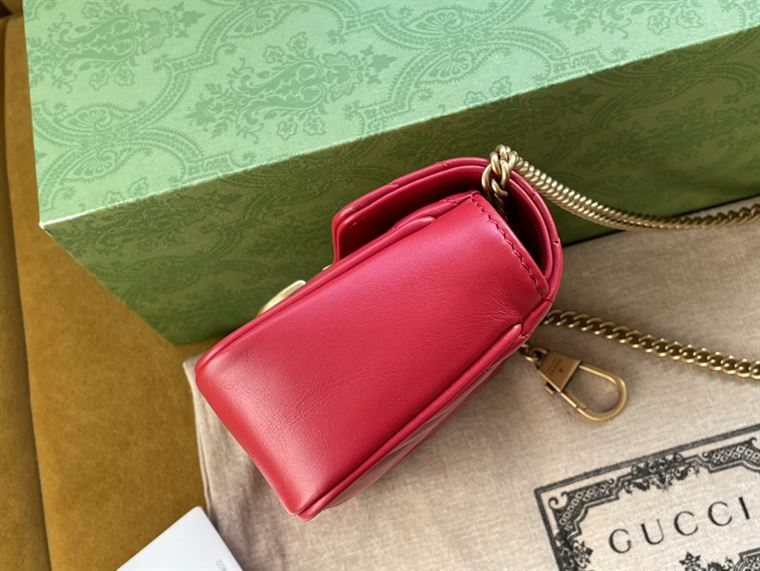 GG Marmont leather super mini bag Hibiscus red - Image 6