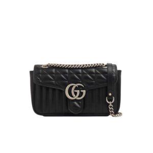 GG Marmont small shoulder bag Black matelassé leather