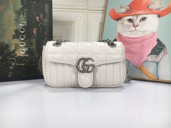 GG Marmont small shoulder bag White matelassé leather - Image 3