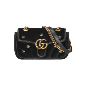GG Marmont Small Shoulder Bag in Black Velvet