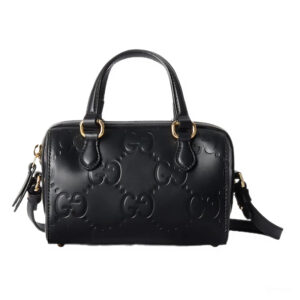 GG Super Mini Top Handle Bag in Black GG Leather - Repbags.ru