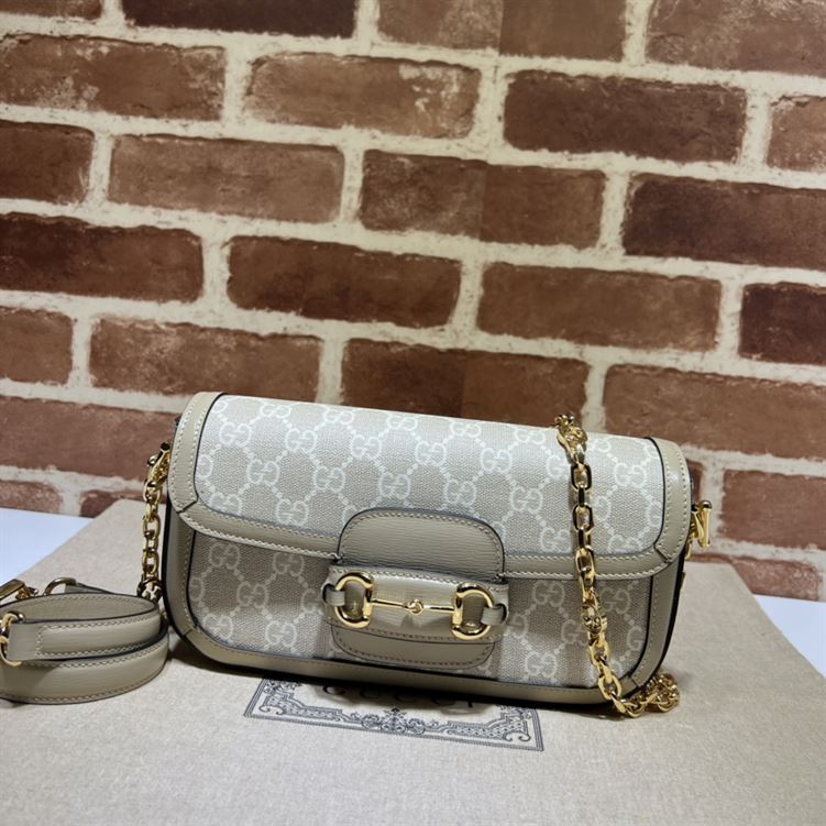 Gucci Horsebit 1955 shoulder bag Beige white GG Supreme canvas - GB126 - Image 3